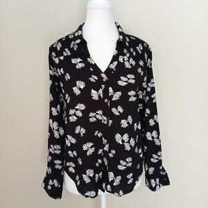 Anthropologie Maeve Emory Bow Printed Buttondown Top Size 6